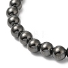 Synthetic Magnetic Hematite Round Beaded Stretch Bracelets BJEW-E080-02B-2