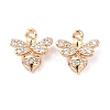 Brass Micro Pave Clear Cubic Zirconia Charms X-KK-G418-11G-1