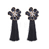 Bohemian Flower Alloy Enamel Tassel Stud Earrings FS-WGC9871-01-1