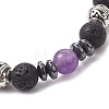Natural Mixed Gemstone & Lava Rock Strtch Bracelets for Women BJEW-JB12768-5