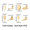 16Pcs 4 Style 304 Stainless Steel Stud Earring Findings STAS-AR0001-40-2