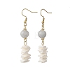 Natural Sea Shell Square Heishi Beads Dangle Earrings and Bracelets SJEW-JS01388-12