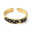 304 Stainless Steel Enamel Open Cuff Rings for Women RJEW-F166-16G-02-2