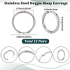12 Pairs 202 Stainless Steel Huggie Hoop Earrings EJEW-SC0002-02-2