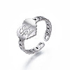 304 Stainless Steel Heart with Word Love You Open Cuff Ring for Women RJEW-S405-261P-4