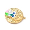 Brass Micro Pave Cubic Zirconia Enamel Pendants KK-L250-08G-01-2