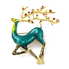 Golden Tone Christmas Deer Alloy Enamel Pins for Women JEWB-M043-15G-01-1