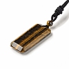 Natural Tiger Eye Rectangle Pendant Necklace with Nylon Cord for Women NJEW-C001-01B-02-2