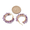 3 Pairs 3 Size Natural Amethyst Chips Hoop Earrings EJEW-JE05710-06-3