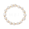 Electroplated Shell Pearl & Brass Beads Stretch Bracelets for Women BJEW-JB13013-2