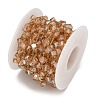 Handmade 304 Stainless Steel Glass Beads Cube Link Chains CHS-B011-04G-02-2