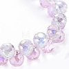 Sparkling Faceted Teardrop Glass Beads Slider Bracelets for Teen Girl Women BJEW-T016-07A-2