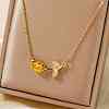 Fashionable Brass Pave Cubic Zirconia Tulip Flower Pendant Necklaces for Women SG6525-3-1