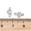 SHEGRACE Brass Pave Clear Cubic Zirconia Heart Connector Charms XGRQ2O907-448P-3