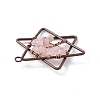 Pentagram Natural Rose Quartz Copper Wire Wrapped Chip Big Pendants G-E195-10R-01-3