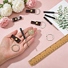 4Pcs Rectangle Cowhide & Iron Keychains FIND-FG0005-58A-3