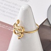 Snake 304 Stainless Steel Open Cuff Ring for Women RJEW-M049-02G-3