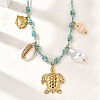 Summer Beach 304 Stainless Steel & Electroplated Natural Shell Pendant Adjustable Polyester Cord Necklaces for Women NJEW-F348-01E-G-1