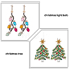 2 Pairs 2 Style Rhinestone Christmas Tree & Leaf Dangle Stud Earrings EJEW-AN0001-99-3