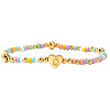 Summer Stainless Steel Heart Alphabet Colorful Glass Seed Beaded Stretch Bracelets for Women JV8929-43-1