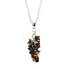 Natural Gemstone Chip Beads Tassel Alloy Cable Chain Necklaces WGF6F78-02-1