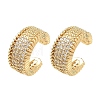 C-Shaped Brass Micro Pave Clear Cubic Zirconia Cuff Earrings EJEW-L316-01G-07-4