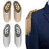 4Pcs 2 Colors Felt & Metal Rhinestone Tassel Epaulette DIY-HS0002-59-1