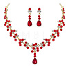 Teardrop Alloy Rhinestone Pendant Necklaces & Stud Dangle Earrings Sets FS-WGE9DA1-03-2