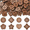 100Pcs 8 Styles 4-Hole Wood Buttons BUTT-FS0001-01B-1