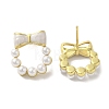 Bowknot Brass Stud Earrings EJEW-R162-06G-3