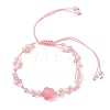 Rose Glass Seed Beads & Glass Braided Bead Bracelets BJEW-MZ00313-4