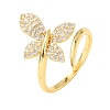 Brass Micro Pave Clear Cubic Zirconia Cuff Rings RJEW-D349-02A-G-2
