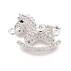 Brass Micro Pave Clear and Black Cubic Zirconia Connector Charms KK-N288-14S-2