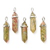 Natural Unakite Pointed Pendants X-G-M378-01P-A35-1