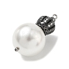 Brass Micro Pave Clear Cubic Zirconia and Creamy White Imitation Pearl Pendants KK-A300-13B-B-2