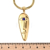 304 Stainless Steel Capri Blue Rhinestone Human Face Pendant Necklaces for Women NJEW-K303-01B-G-3