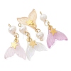 Spray Painted Glass & Natural Pearl & Alloy Pendants PALLOY-JF05240-2