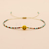 Smiling Face Glass Seed Bead Braided Bracelets for Women EQ4950-3-2