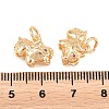 Brass Purple Velvet Rhinestone Charms KK-L274-08G-3