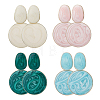 FIBLOOM 4 Pairs 4 Colors Alloy Enamel Flat Round Dangle Stud Earrings for Women EJEW-FI0002-65-1