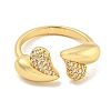 Brass Micro Pave Clear Cubic Zirconia Open Cuff Ring for Women RJEW-M173-03C-G-2