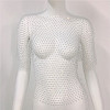 Polyester Cyrstal Rhinestone Short Sleeve Shirt Body Chains WG96638-13-1