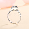 Square Rhodium Plated 925 Sterling Silver Pave 6.5x3.9mm Moissanite Finger Rings for Women WG02E28-12-2