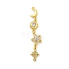 Rack Plating Brass Clear Cubic Zirconia Sun Moon Star Connector Charms KK-G513-40G-1