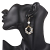 Printed Porcelain Round Dangle Earrings EJEW-JE06838-01-3