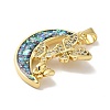 Rack Plating Brass Micro Pave Cubic Zirconia with Synthetic Opal Pendants KK-D088-19G-3