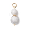 3Pcs 3 Styles Natural Quartz Crystal & Selenite & Howlite Round Beaded Pendants PALLOY-JF04701-06-3
