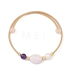 Round & Oval Natural Kunzite & Amethyst & Rose Quartz & Cultured Freshwater Pearl & Non-magnetic Synthetic Hematite Beaded Bangles BJEW-JB14080-02-3