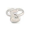Brass Letter Open Cuff Rings for Women RJEW-G313-01E-P-2