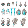  16Pcs 8 Styles Synthetic Turquoise Alloy Pendants FIND-TA0002-57-10